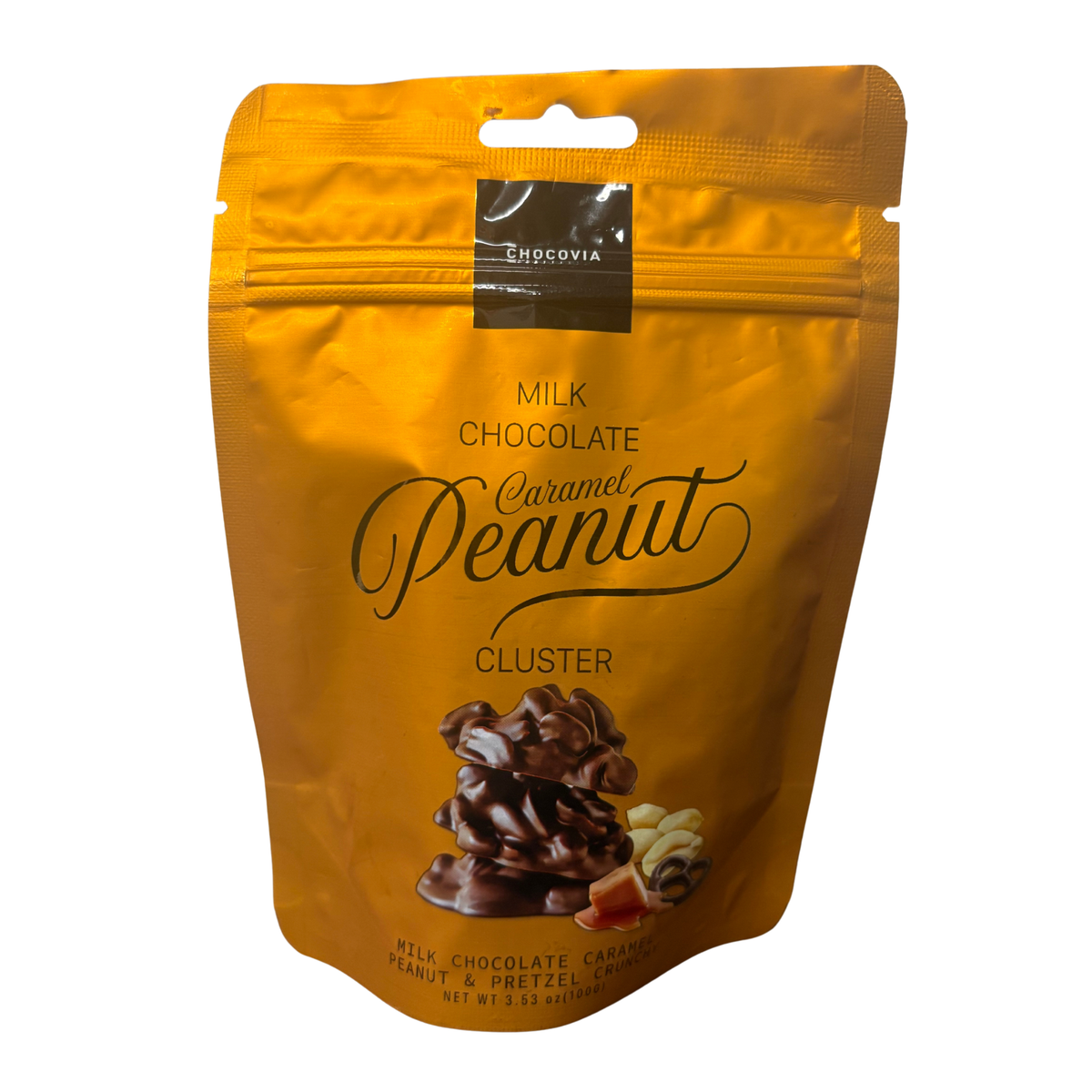 Chocovia - Milk Chocolate, Caramel, Peanut & Pretzel Cluster 100g